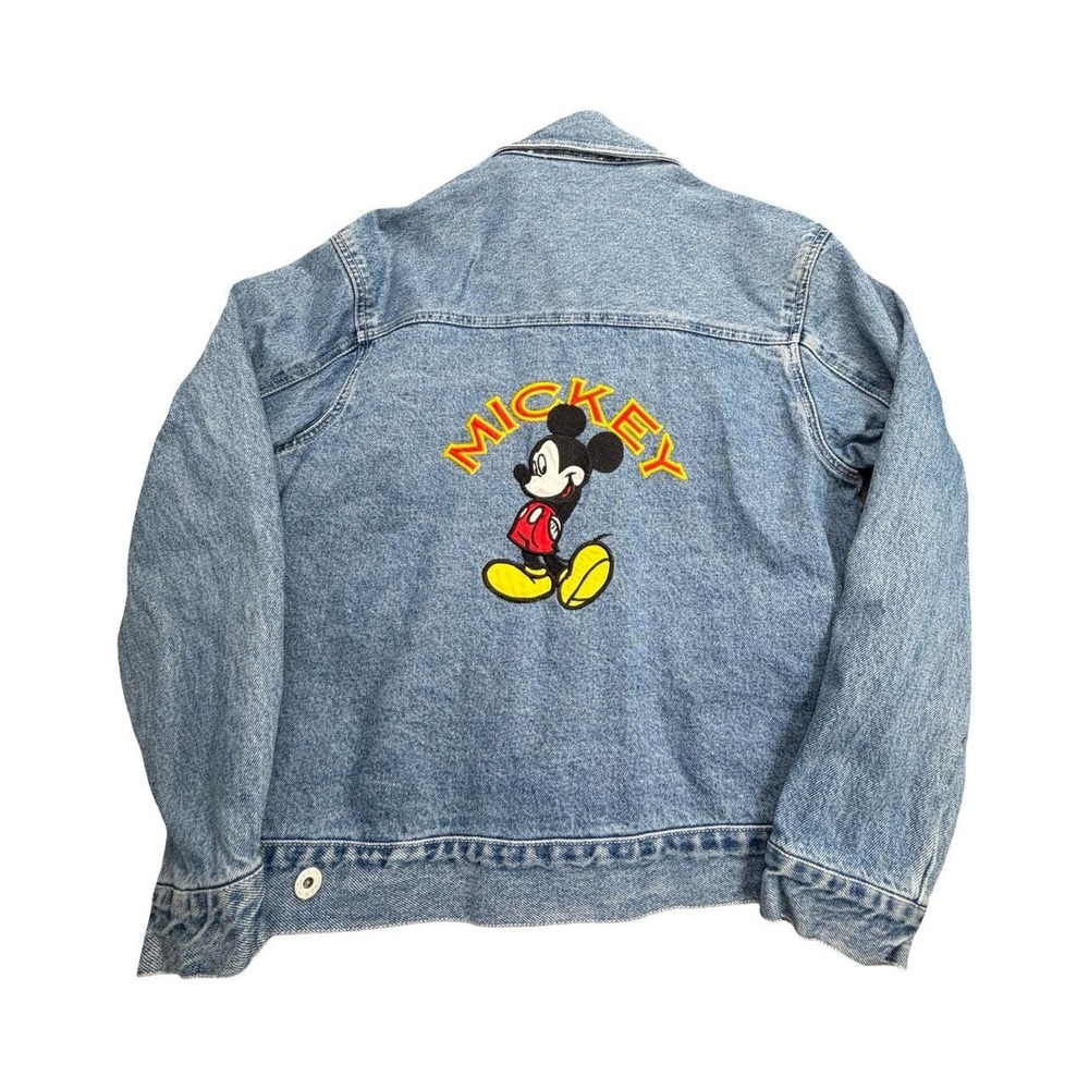 Mickey Unlimited Denim Jacket Unisex M Blue Mickey Mouse Embroidered Vintage